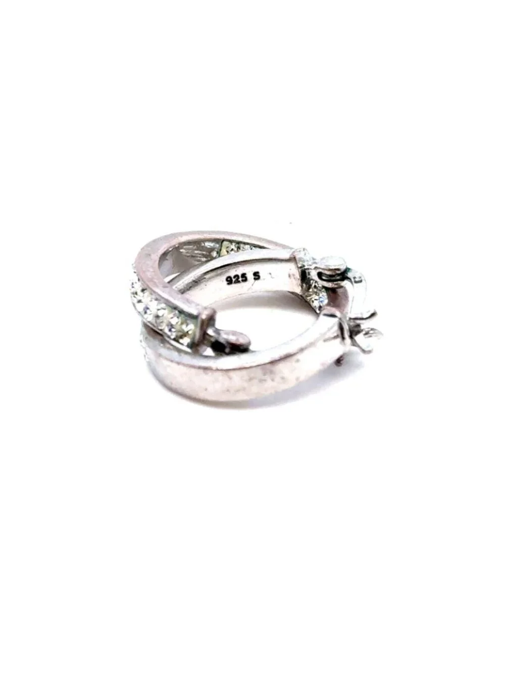 Stamped 925 Hoops Rhienstones Earrings‎